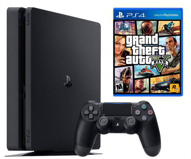 Sony Playstation 4 Slim 500gb + Игра GTA 5 (Гарантия 18 месяцев)